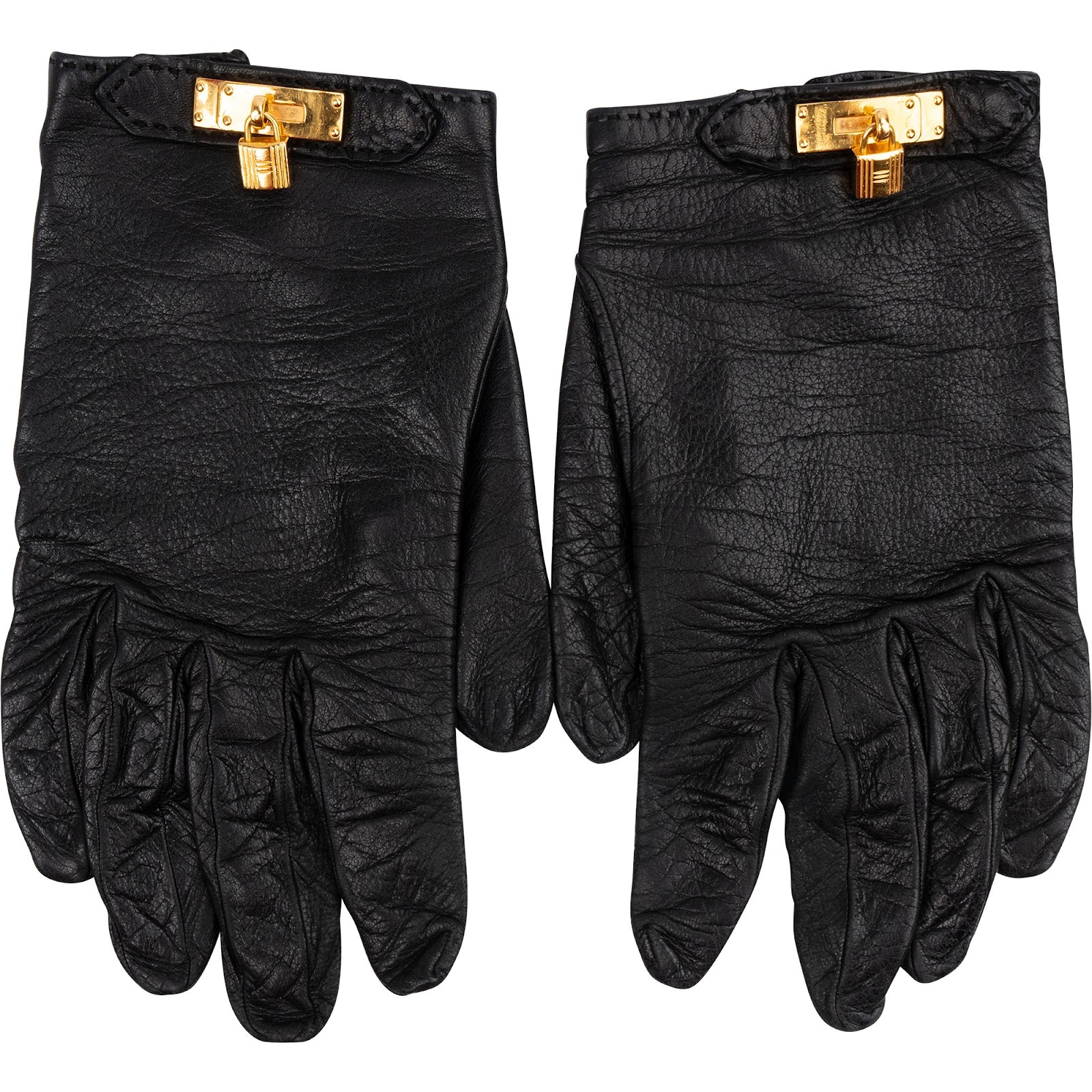 Hermès Black Leather Kelly Gloves Handschuhe – vintageandkickz
