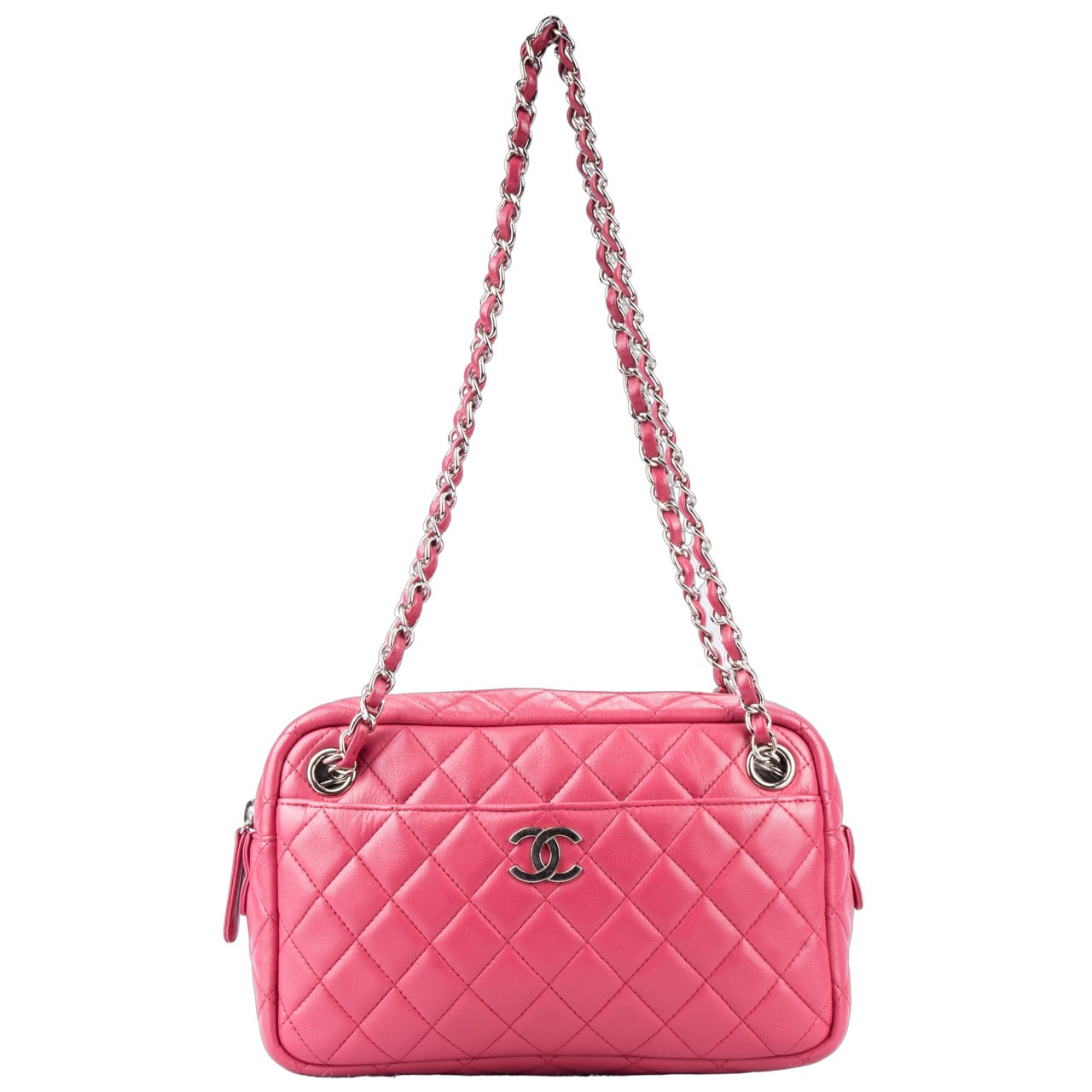 Chanel Quilted Lambskin Silver Hardware Camera Bag 2019