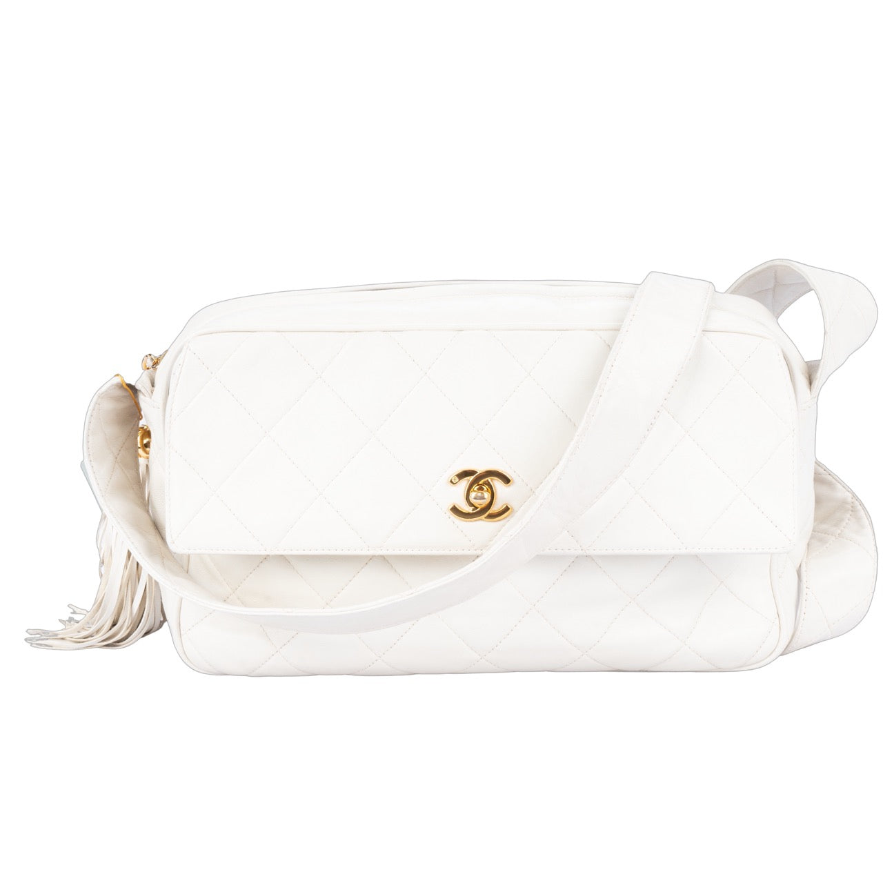 Chanel Quilted Lambskin 24K Gold Crossbody Bag