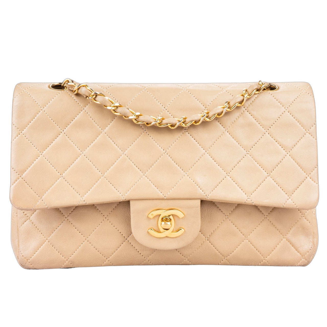 Chanel Quilted Lambskin 24K Gold Double Flap Bag