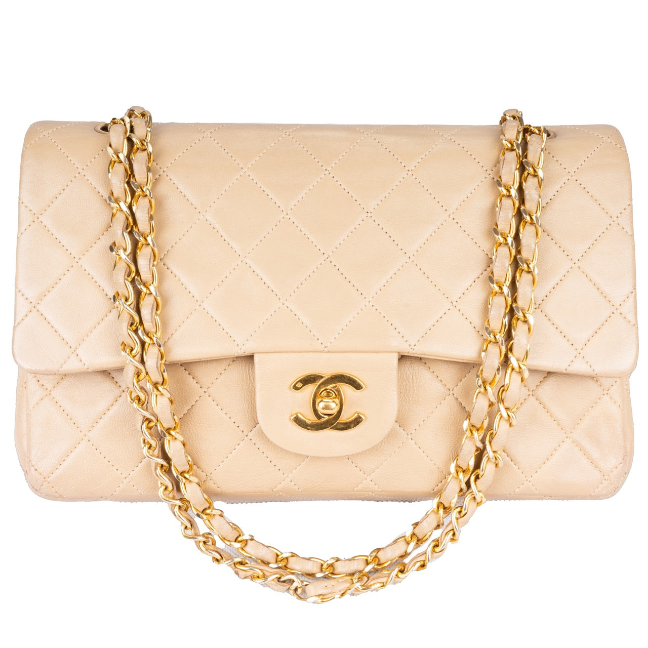 Chanel Quilted Lambskin 24K Gold Double Flap Bag