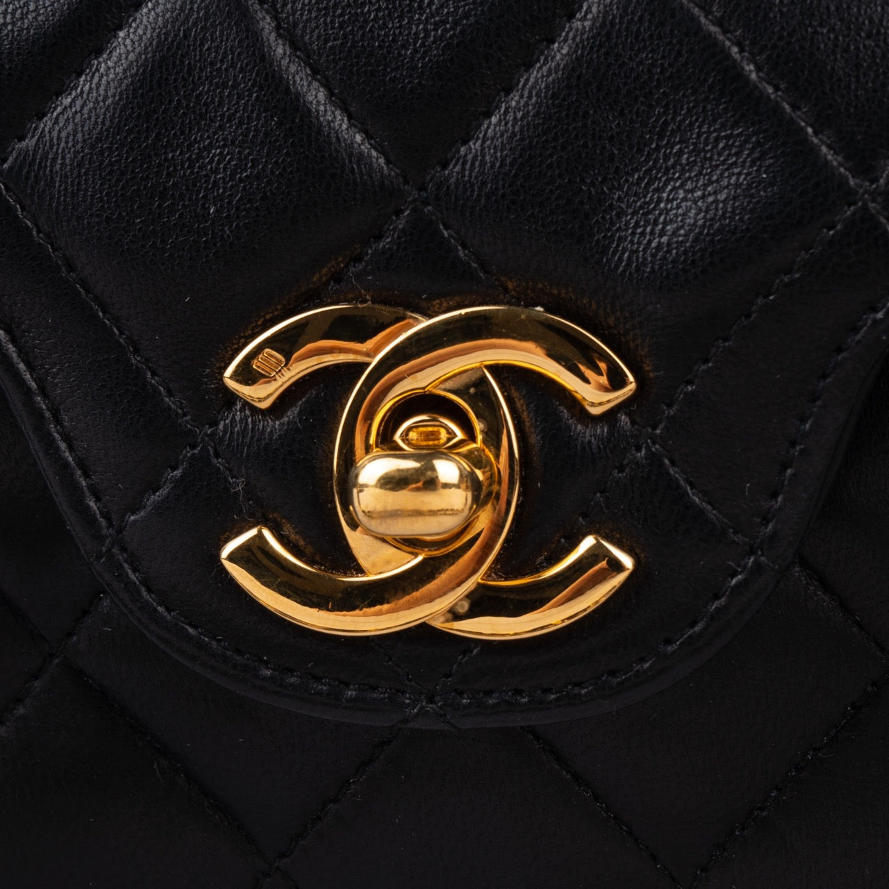 Chanel Quilted Lambskin 24K Gold Double Flap Bag Small