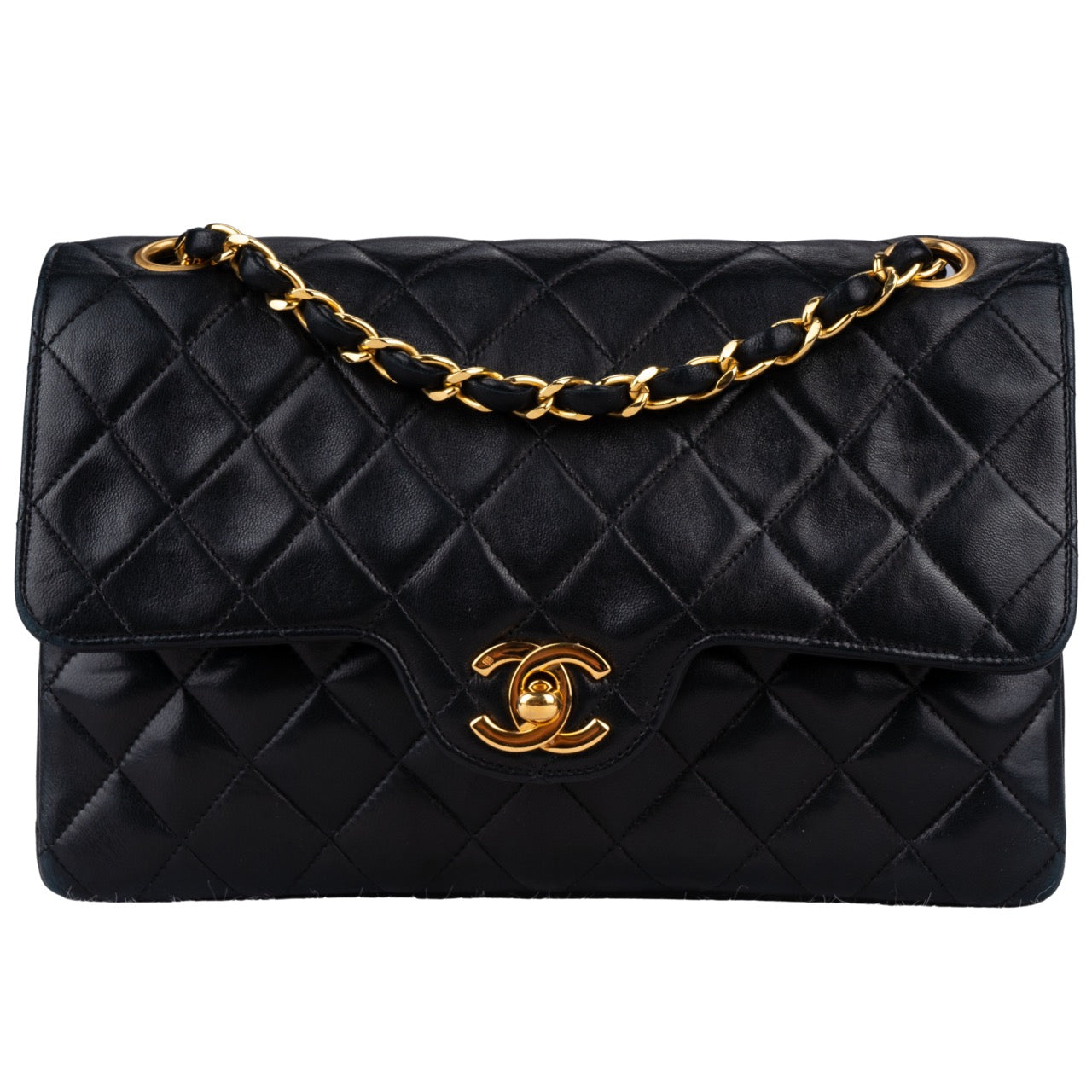 Chanel Quilted Lambskin 24K Gold Double Flap Bag Small