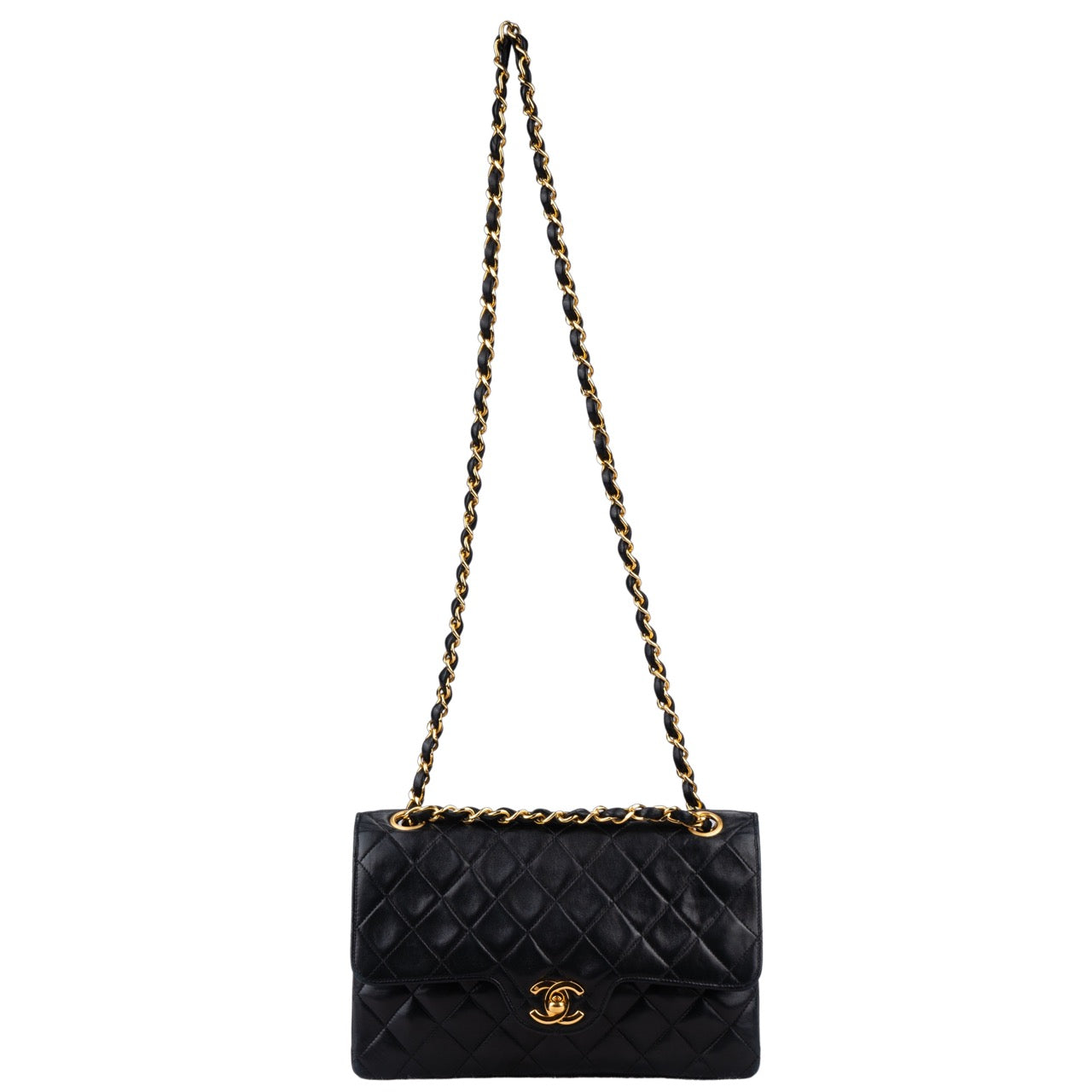 Chanel Quilted Lambskin 24K Gold Double Flap Bag Small