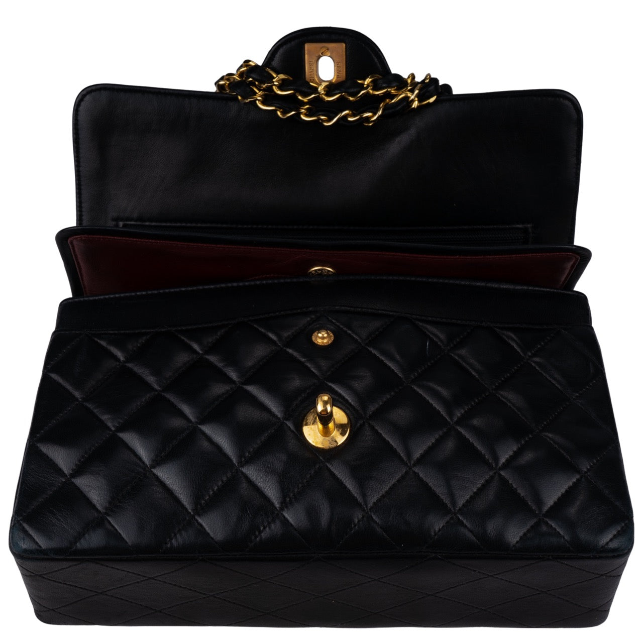 Chanel Quilted Lambskin 24K Gold Double Flap Bag Small