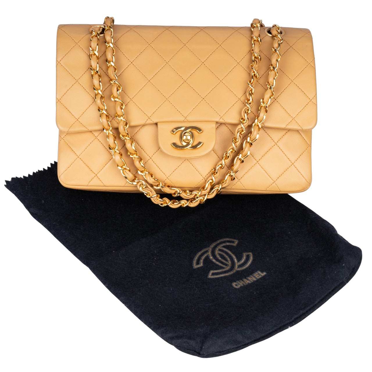 Chanel Quilted Lambskin Double Flap Bag Medium