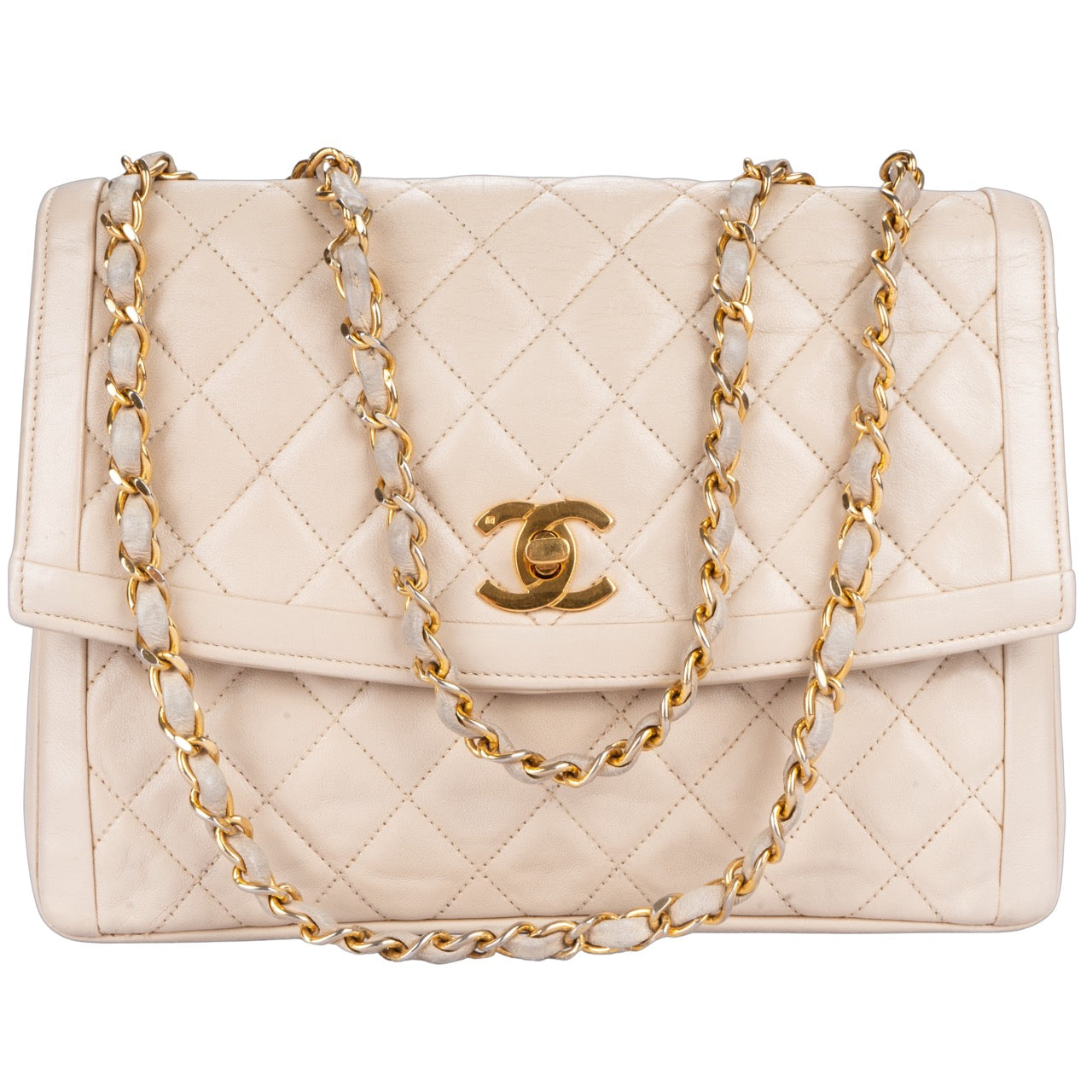 Chanel Quilted Lambskin 24K Gold Single Flap Bag