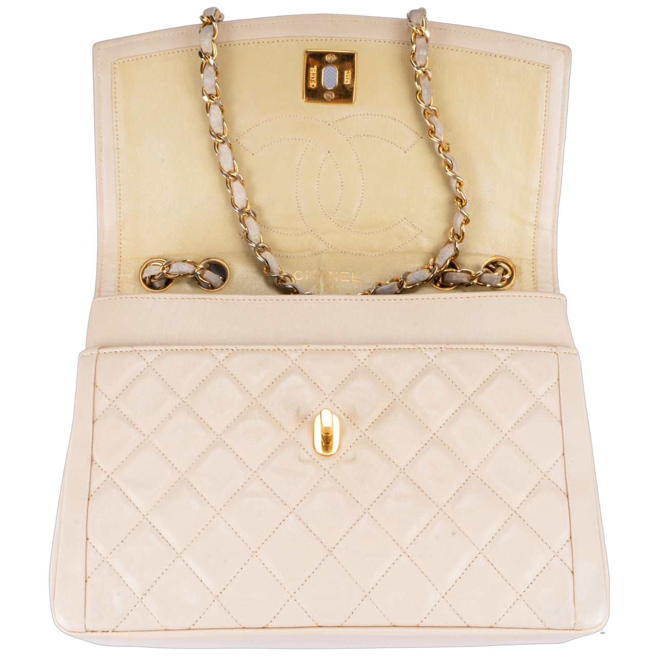 Chanel Quilted Lambskin 24K Gold Single Flap Bag