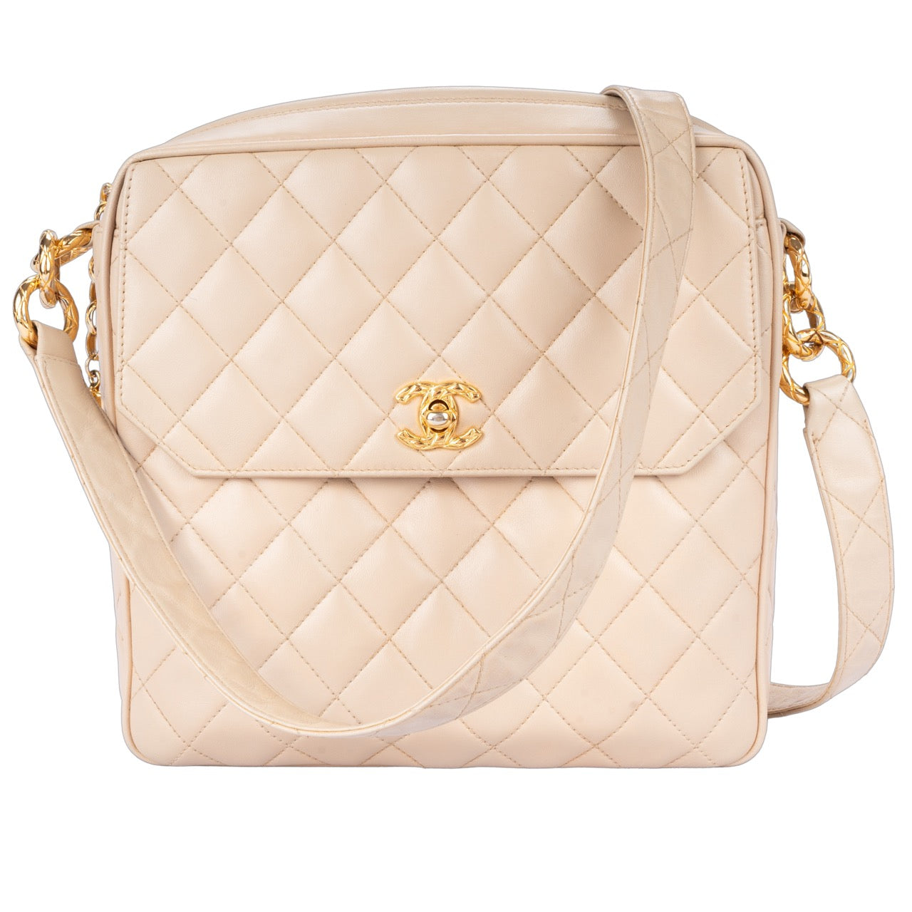 Chanel Quilted Lambskin 24K Gold Crossbody Bag