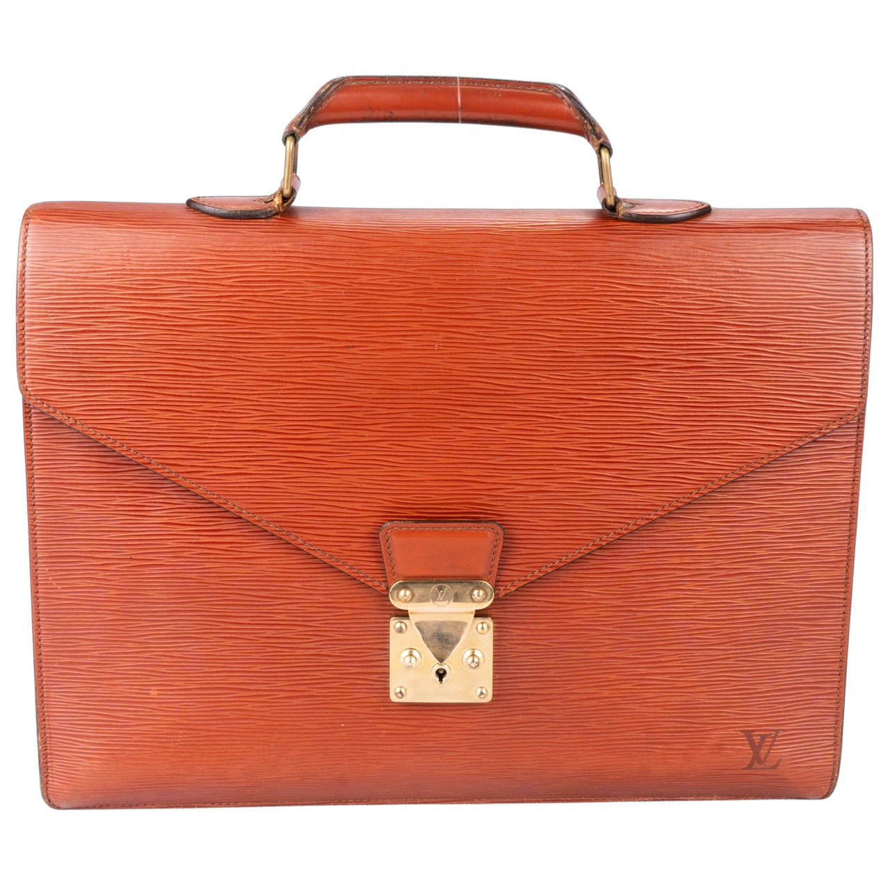 Louis Vuitton Cognac Epi Leather Serviette Business Bag