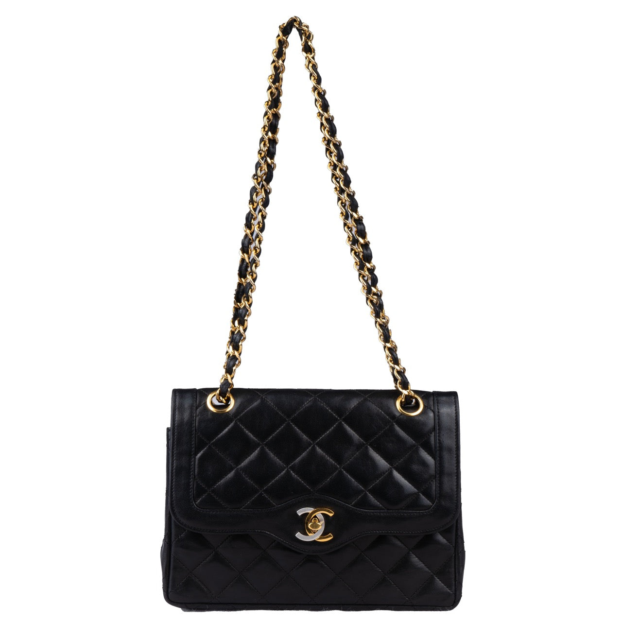 Chanel Quilted Lambskin 24K Bicolor Double Flap Small Crossbody Bag