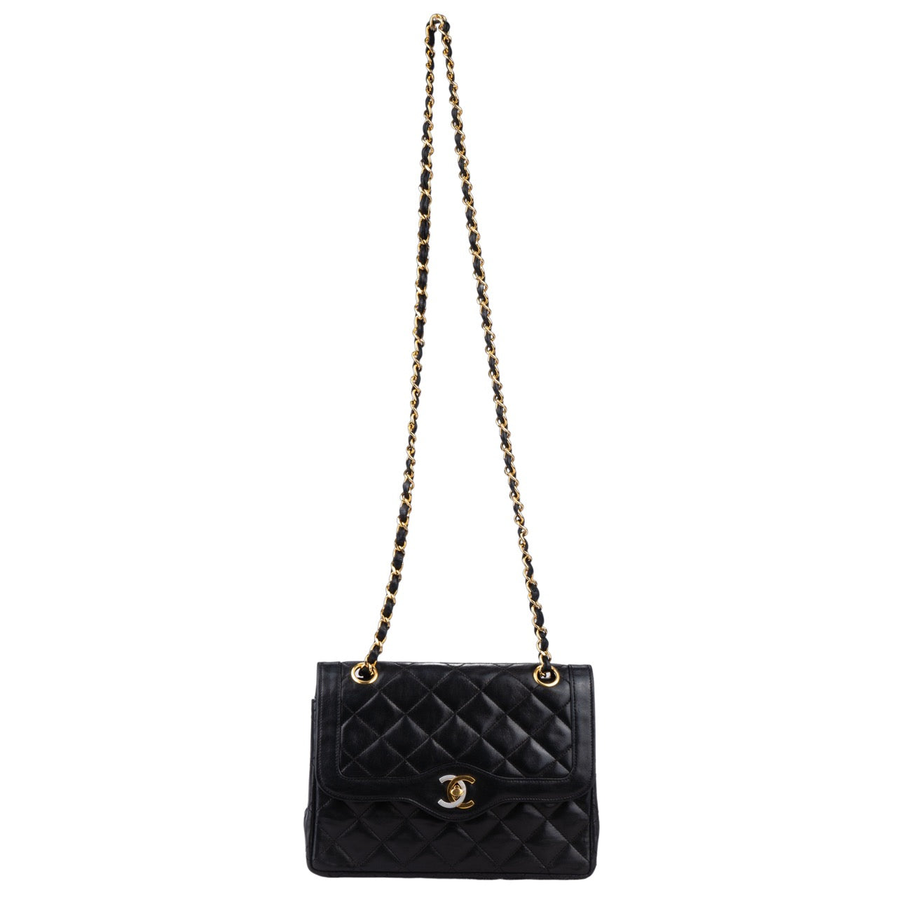 Chanel Quilted Lambskin 24K Bicolor Double Flap Small Crossbody Bag