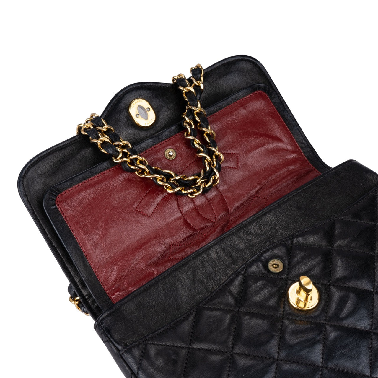 Chanel Quilted Lambskin 24K Bicolor Double Flap Small Crossbody Bag