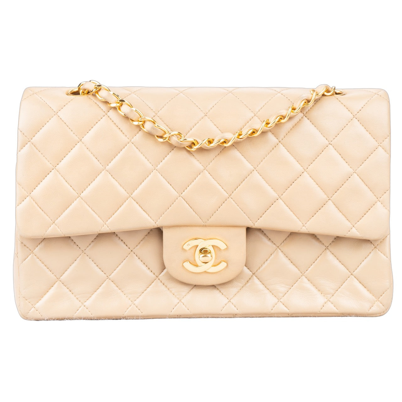 Chanel Quilted Lambskin 24K Gold Double Flap Bag Medium