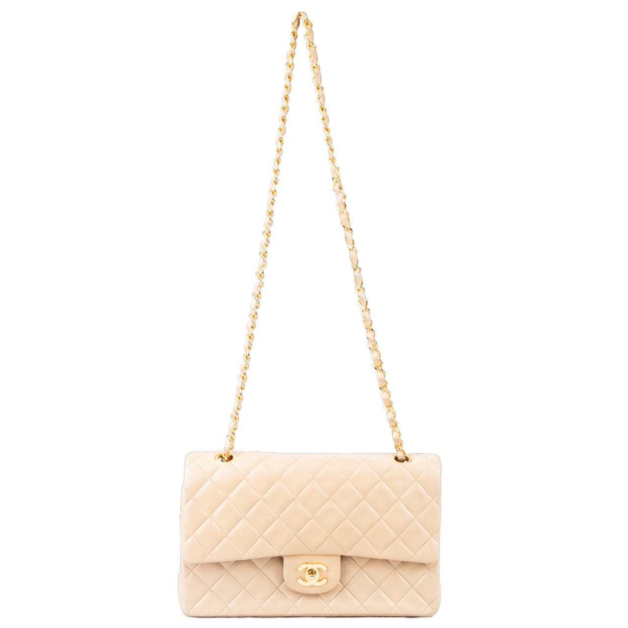 Chanel Quilted Lambskin 24K Gold Double Flap Bag Medium