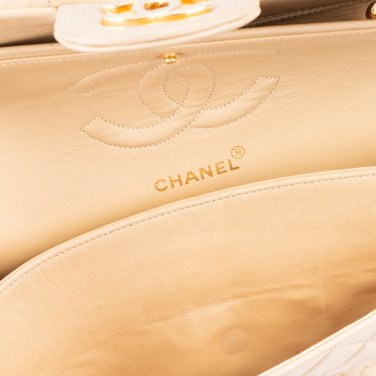 Chanel Quilted Lambskin 24K Gold Double Flap Bag Medium