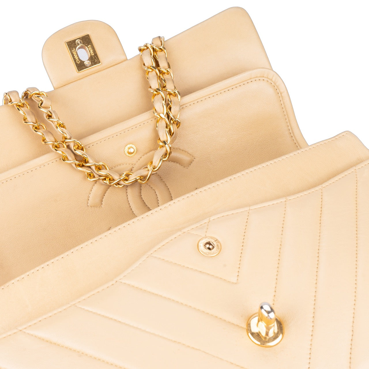 Chanel Chevron Lambskin Double Flap Bag Medium