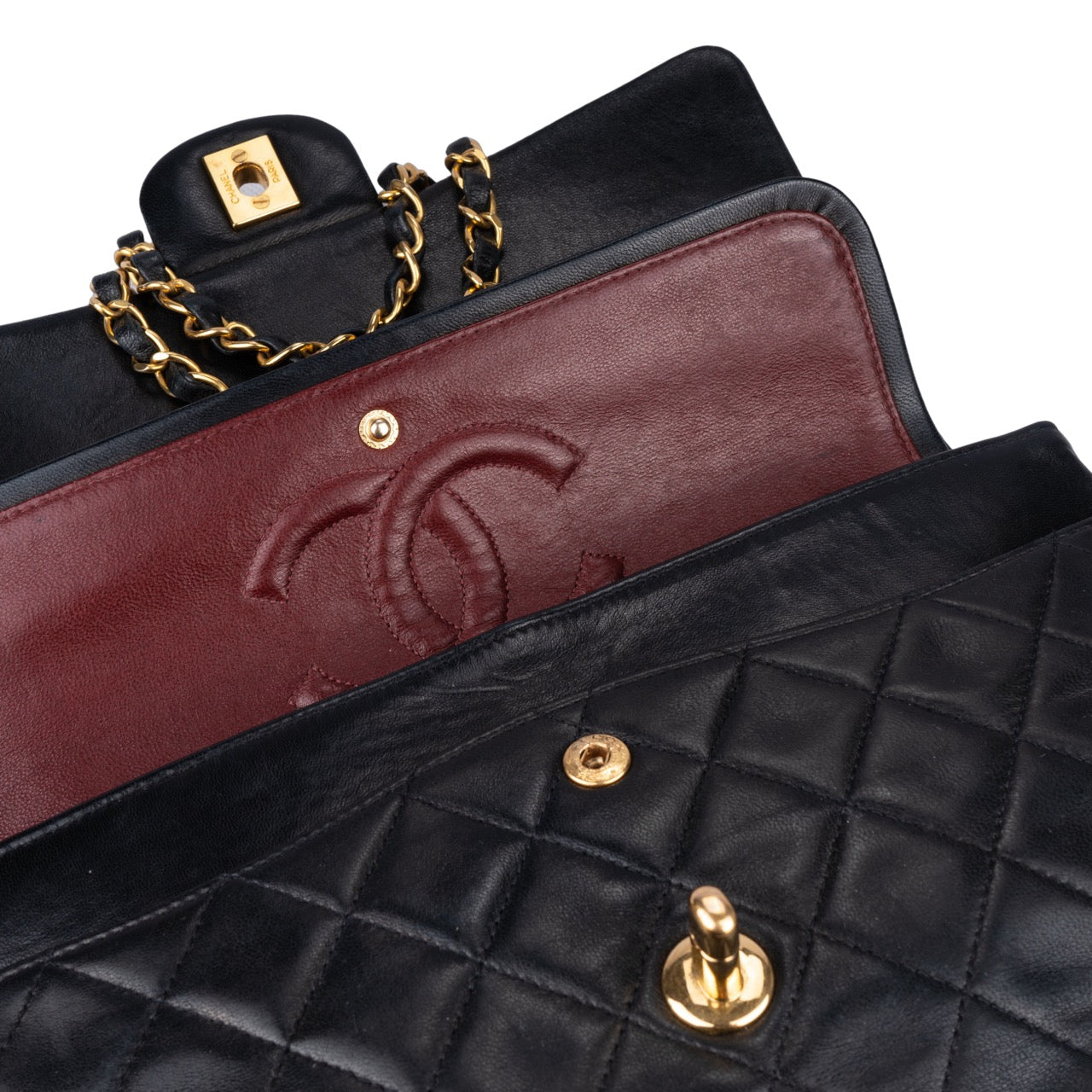 Chanel Quilted Lambskin 24K Gold Double Flap Bag