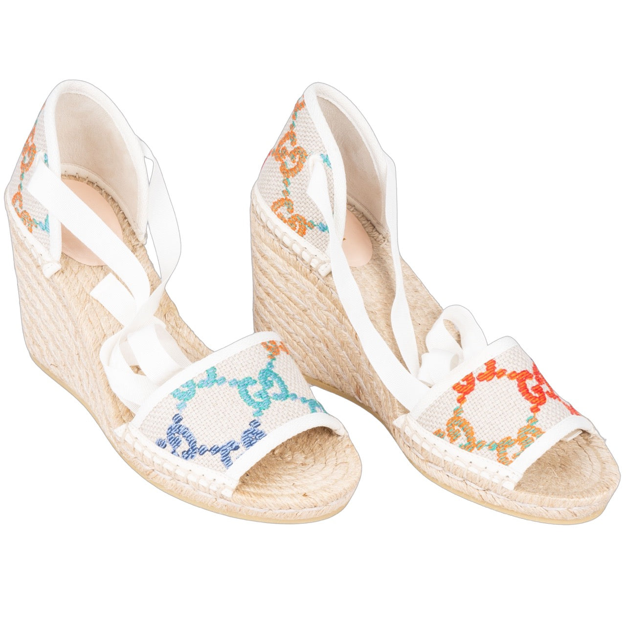 Gucci Multicolor Espadrilles Wedge Sandals (39)