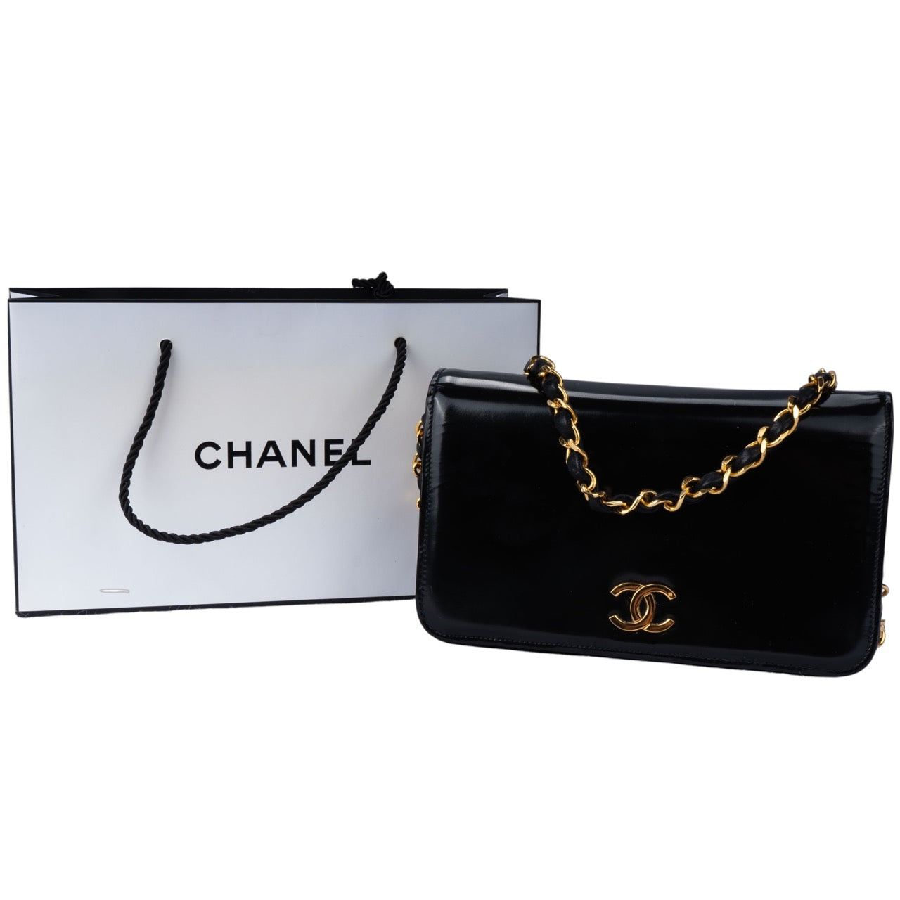 Chanel 24K Gold Patent Leather Single Flap Bag WOC