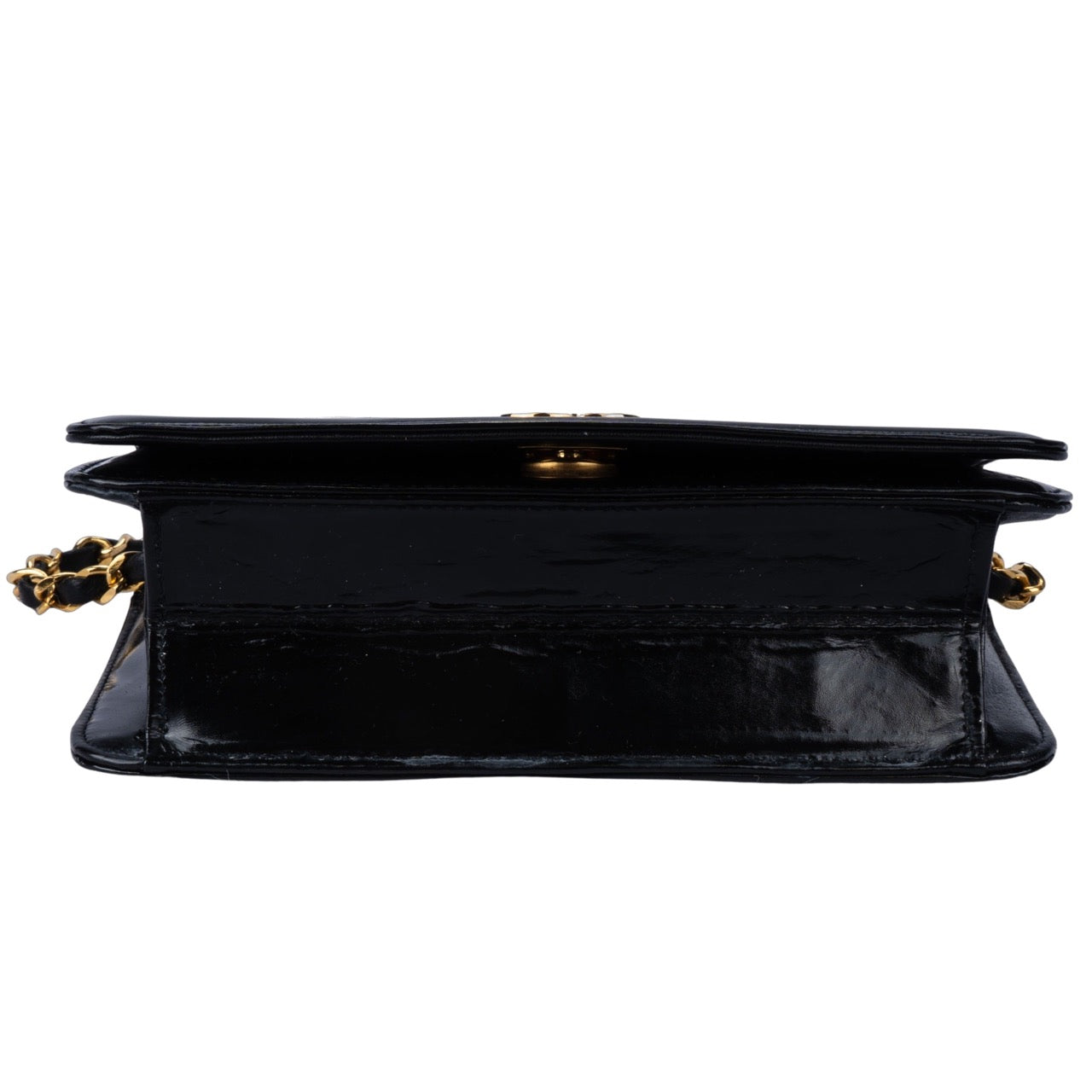 Chanel 24K Gold Patent Leather Single Flap Bag WOC
