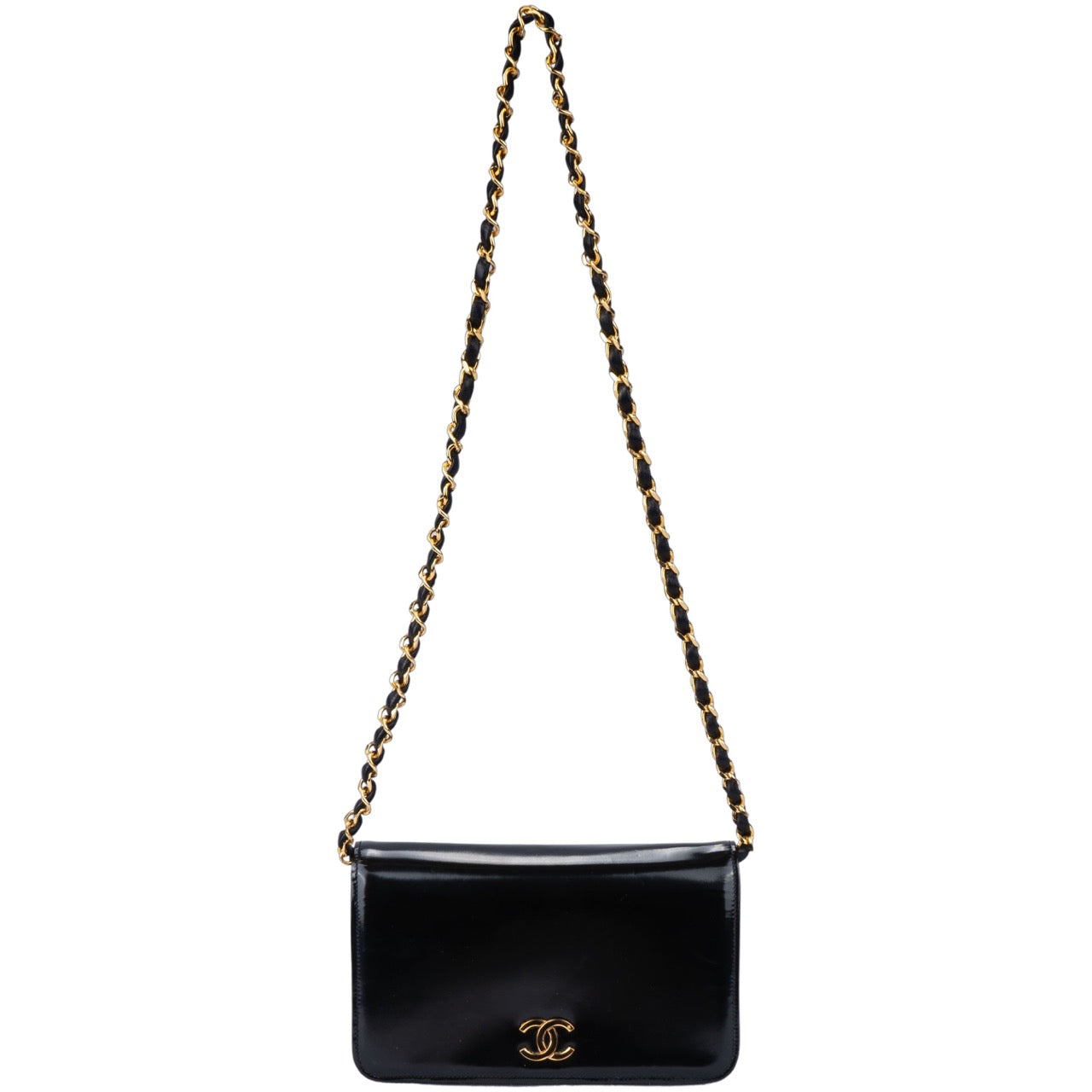 Chanel 24K Gold Patent Leather Single Flap Bag WOC