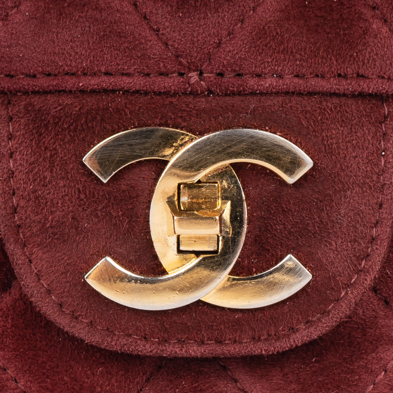 Chanel Quilted Suede Leather Double Flap Bag