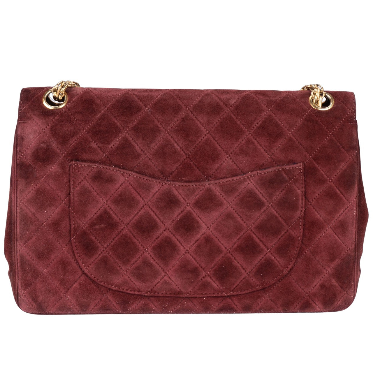 Chanel Quilted Suede Leather Double Flap Bag
