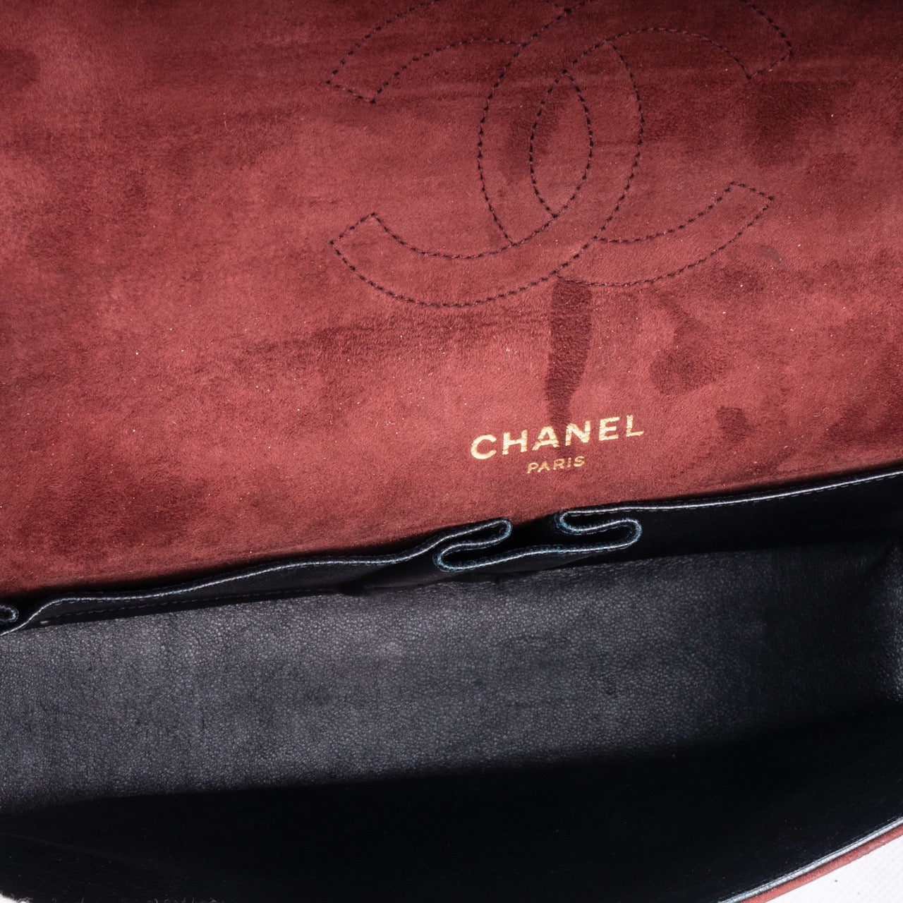 Chanel Quilted Suede Leather Double Flap Bag