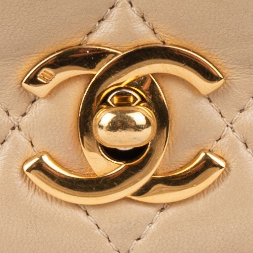 Chanel Quilted Lambskin 24K Gold Single Flap Crossbody Bag
