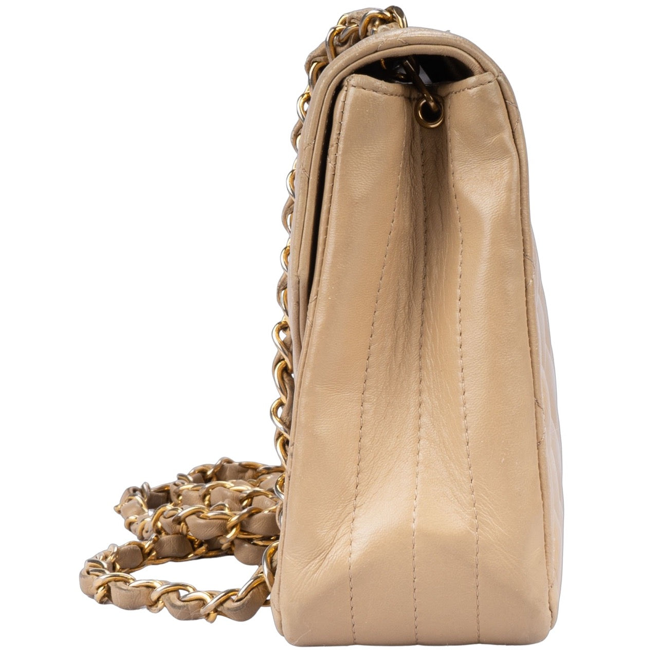 Chanel Quilted Lambskin 24K Gold Single Flap Crossbody Bag