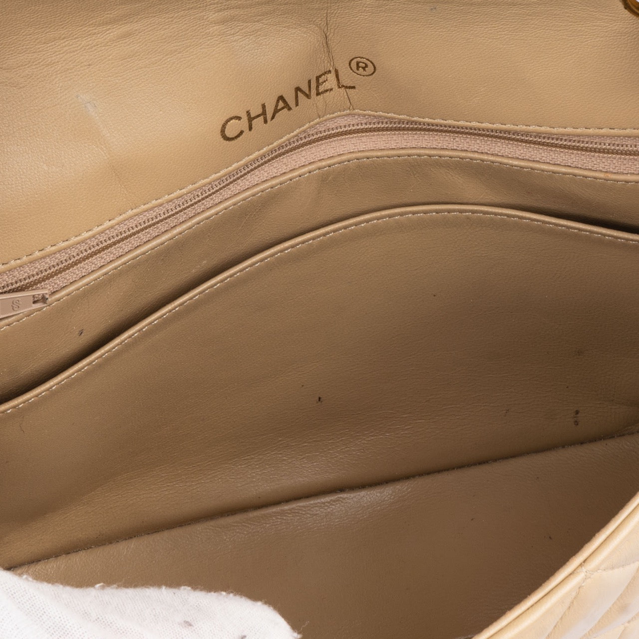 Chanel Quilted Lambskin 24K Gold Single Flap Crossbody Bag