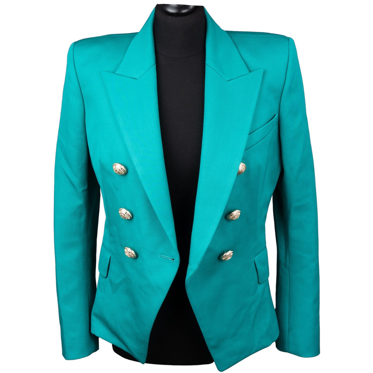 Balmain Cyan Golden Button Blazer (D38 / FR40 / L)