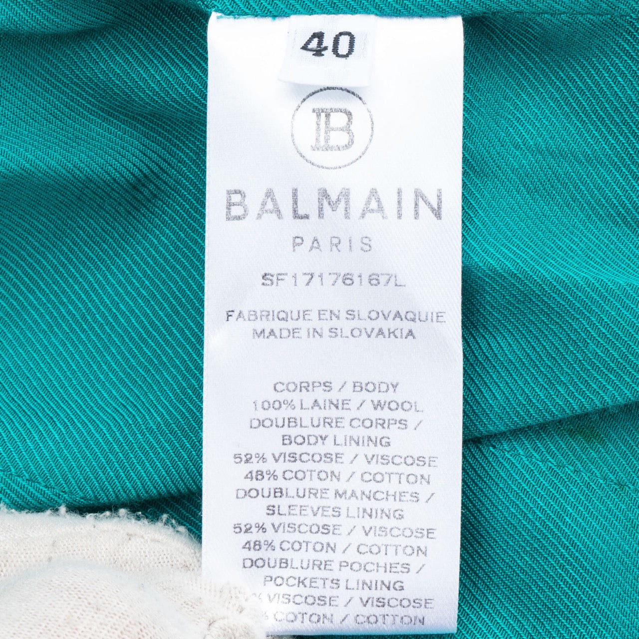 Balmain Cyan Golden Button Blazer (D38 / FR40 / L)