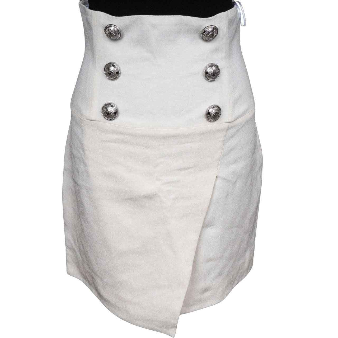 Balmain White Cotton Big Button Skirt (D36 / FR38)