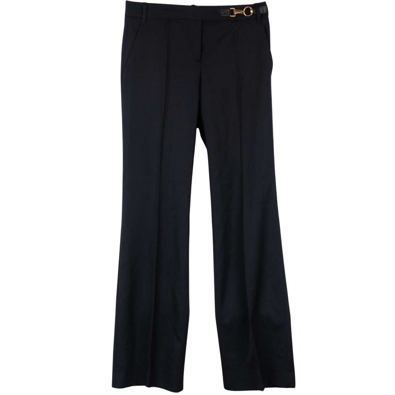 Gucci Golden Buckle Black Wool Pants (40)