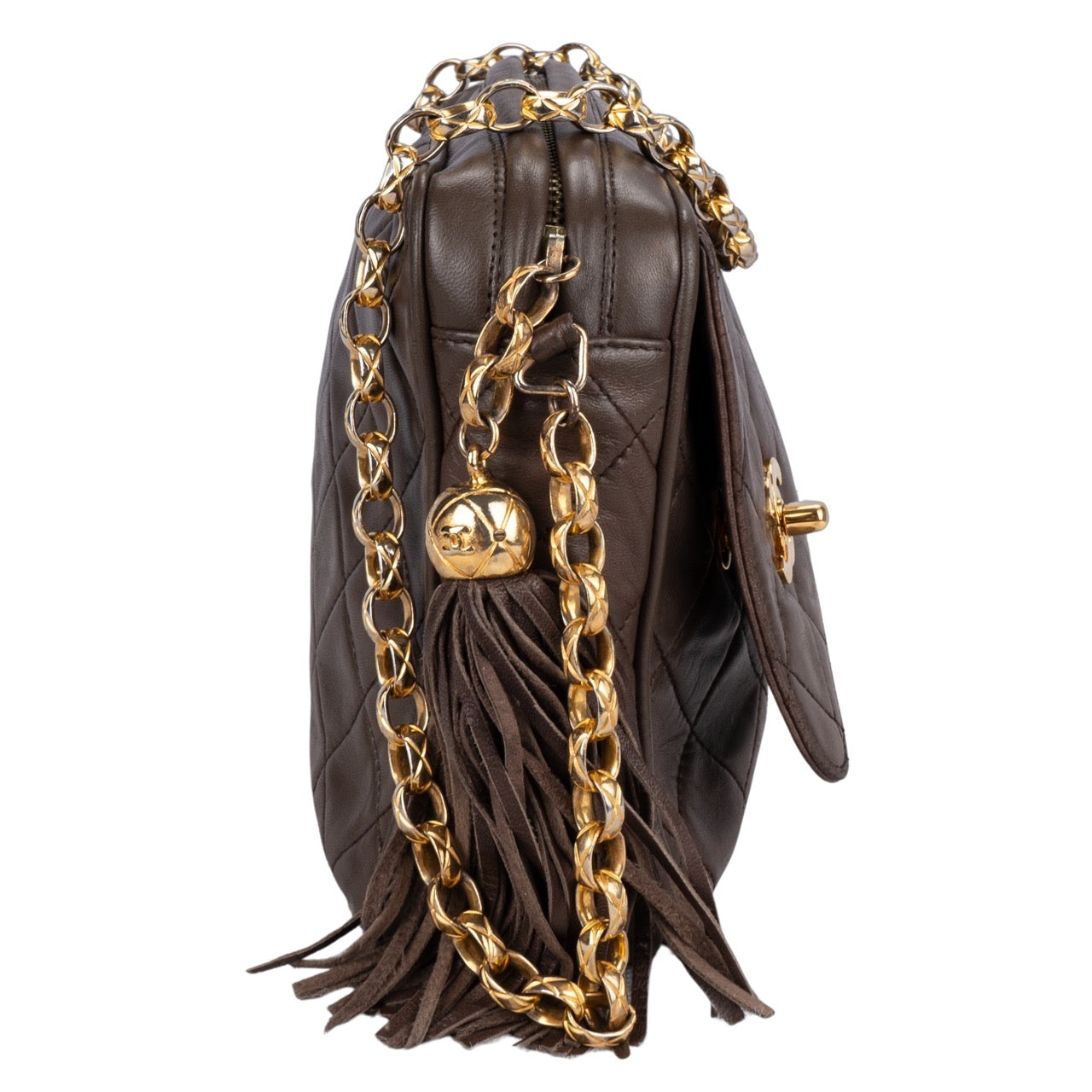 Chanel Quilted Lambskin 24K Gold Camera Crossbody Flap Bag