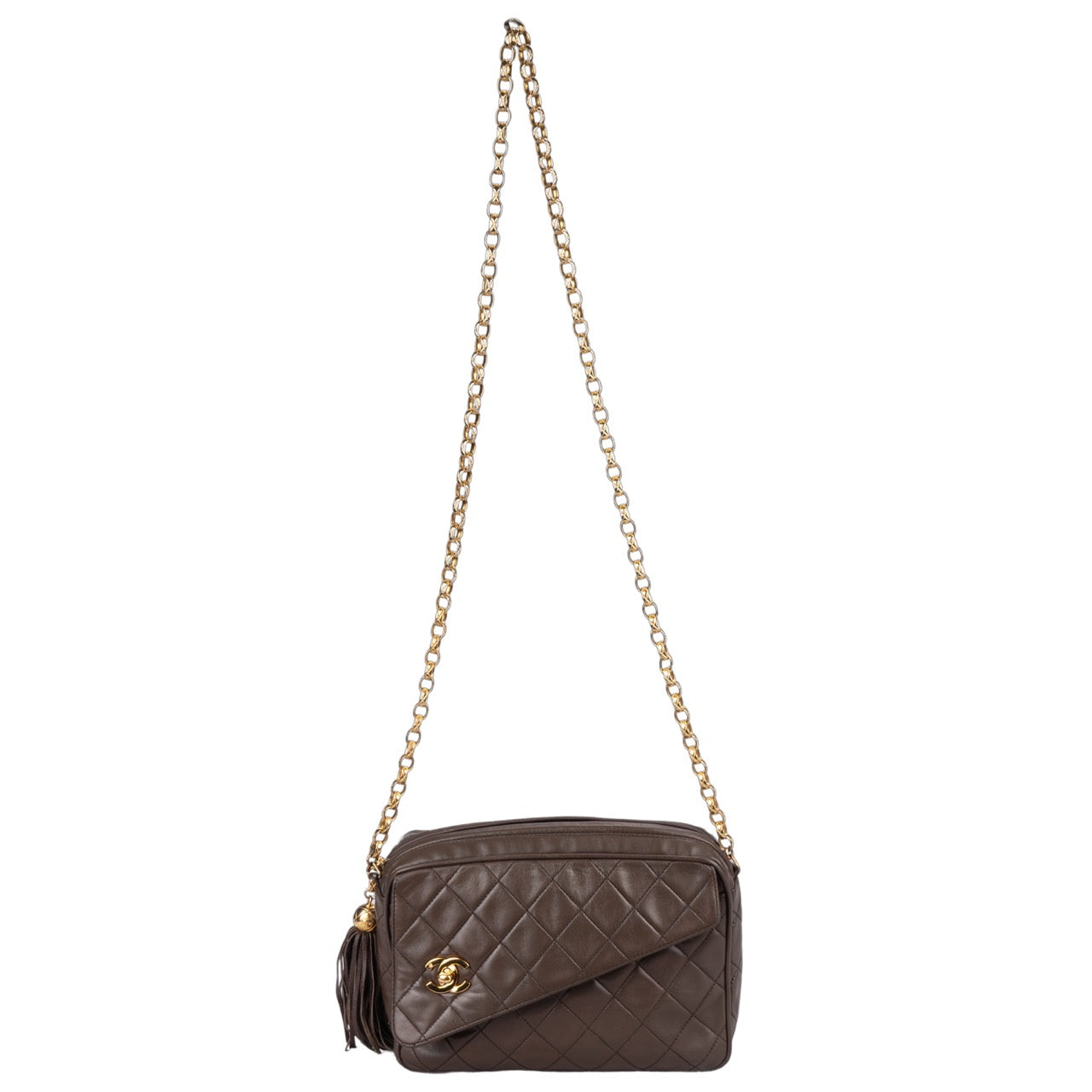 Chanel Quilted Lambskin 24K Gold Camera Crossbody Flap Bag