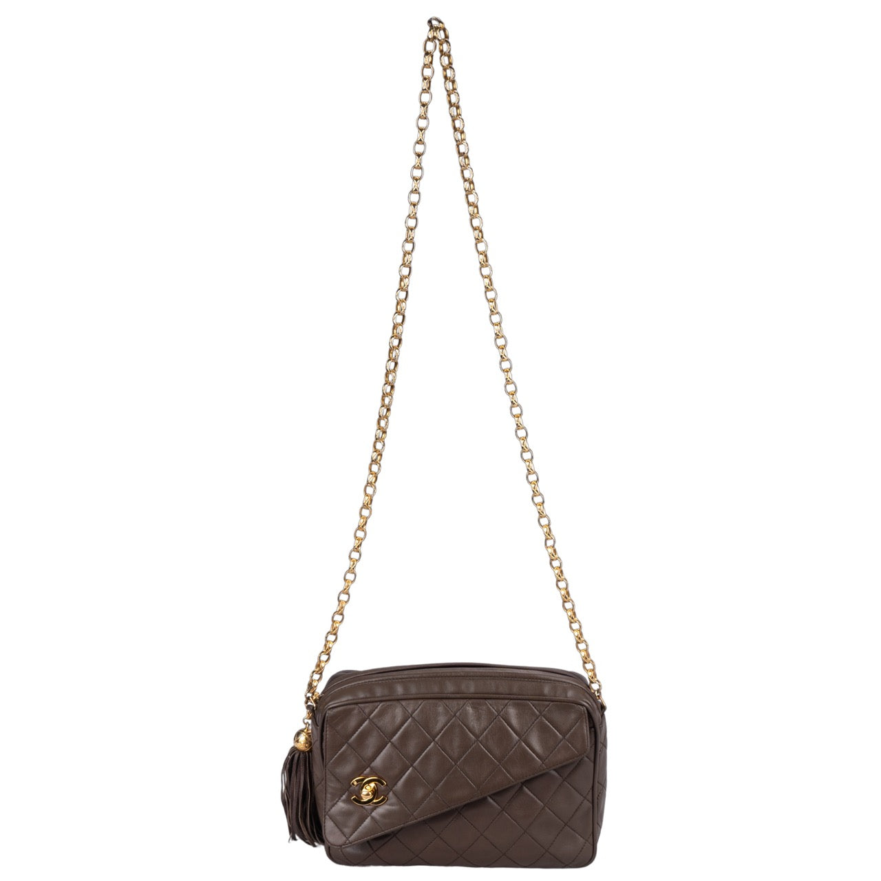 Chanel Quilted Lambskin 24K Gold Camera Crossbody Flap Bag