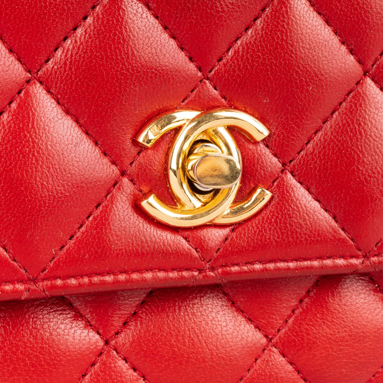Chanel Red Quilted Lambskin Mini Crossbody Single Flap Bag