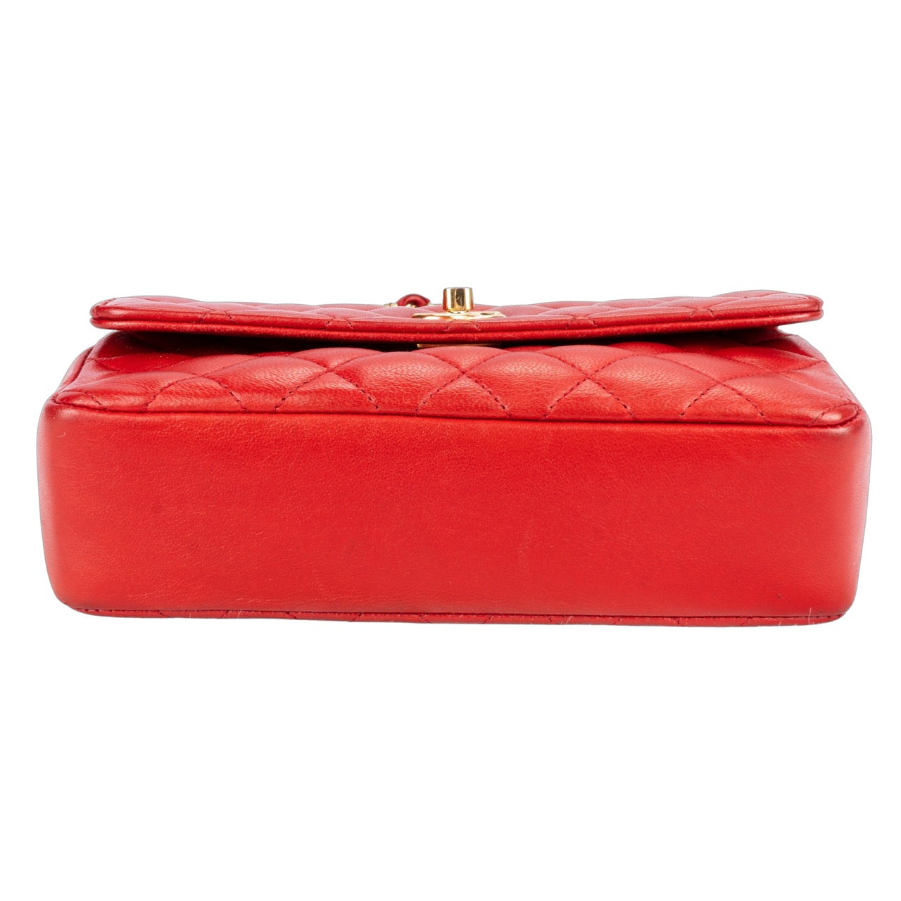 Chanel Red Quilted Lambskin Mini Crossbody Single Flap Bag