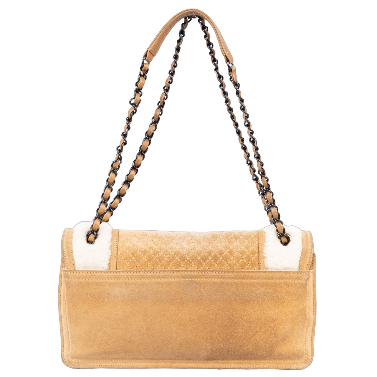 Chanel Suede Cambon CC Leather Single Flap Bag