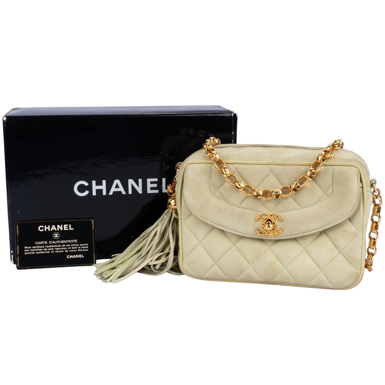 Chanel Suede Mini Mint Crossbody Bag