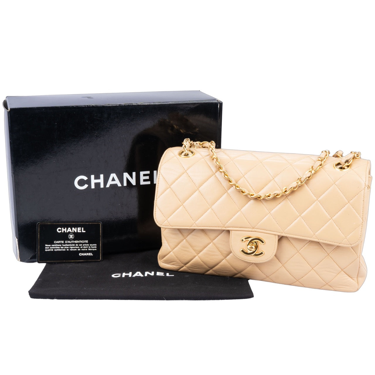Chanel Quilted Lambskin 24K Gold Two Face Flap Bag
