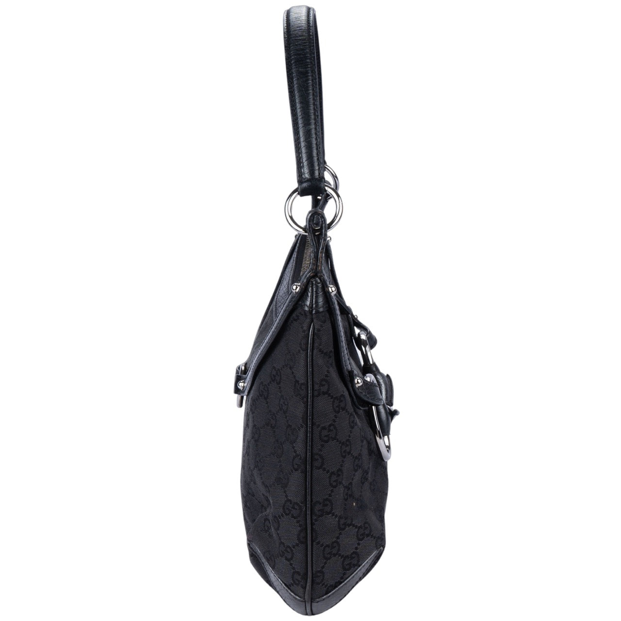 Gucci Canvas Monogram Horsebit Hobo Bag