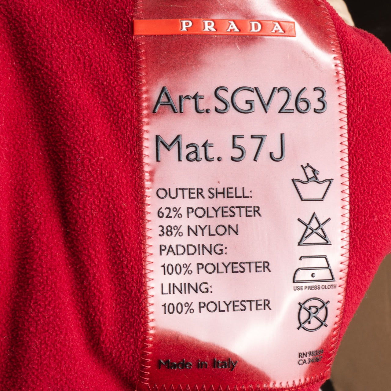 Prada Sports Red Stripe Puffer Veste (L)