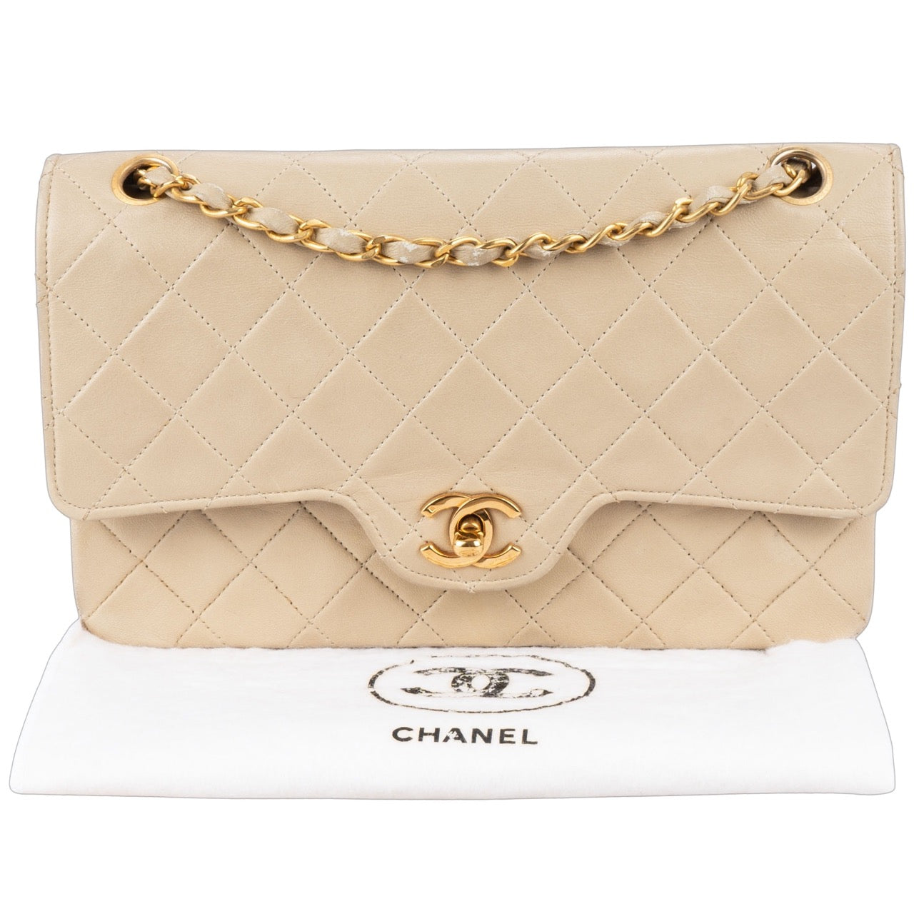Chanel Quilted Lambskin 24K Gold Double Flap Bag