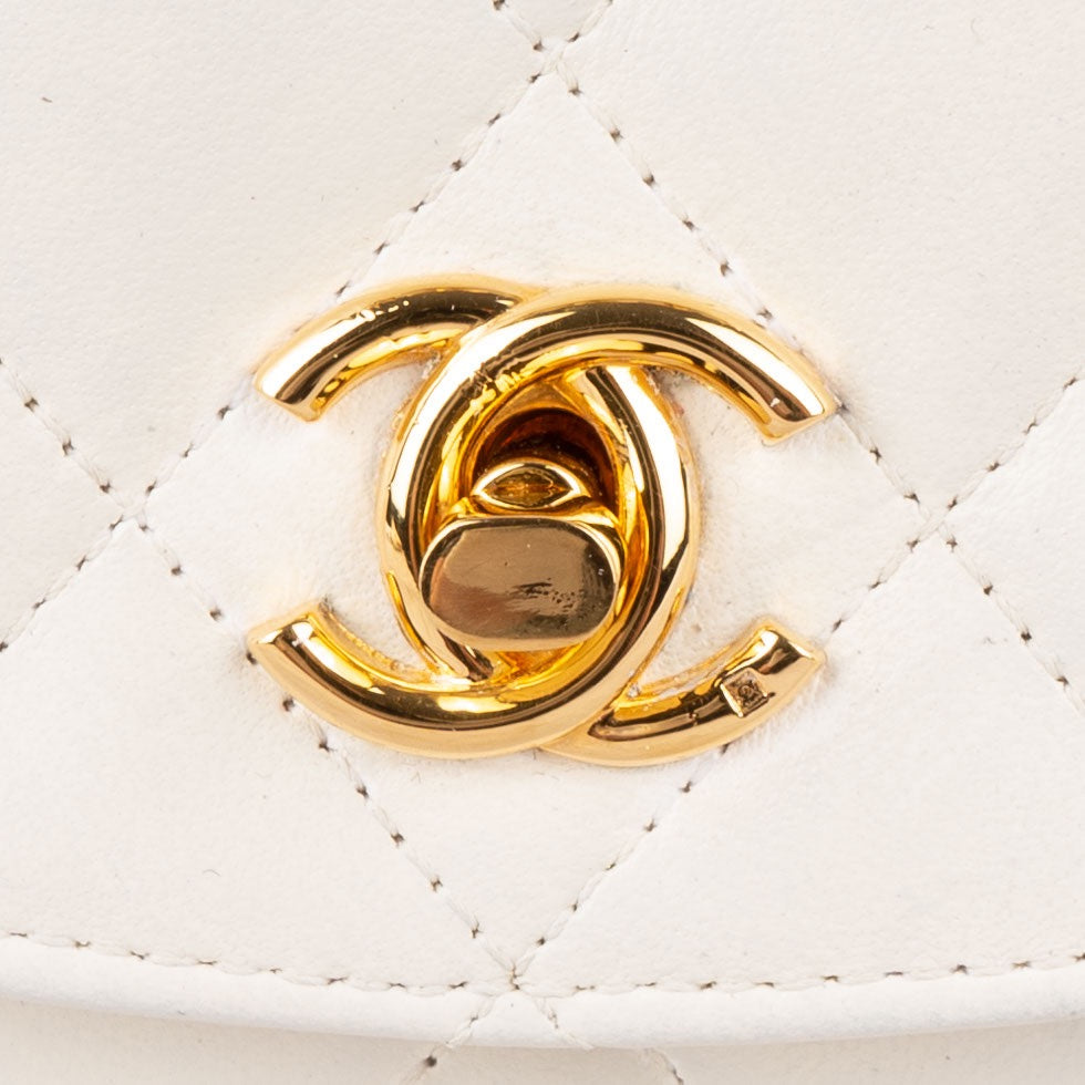 Chanel Quilted Lambskin 24K Gold Single Flap Crossbody Bag