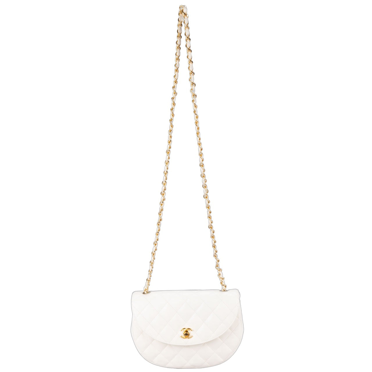 Chanel Quilted Lambskin 24K Gold Single Flap Crossbody Bag