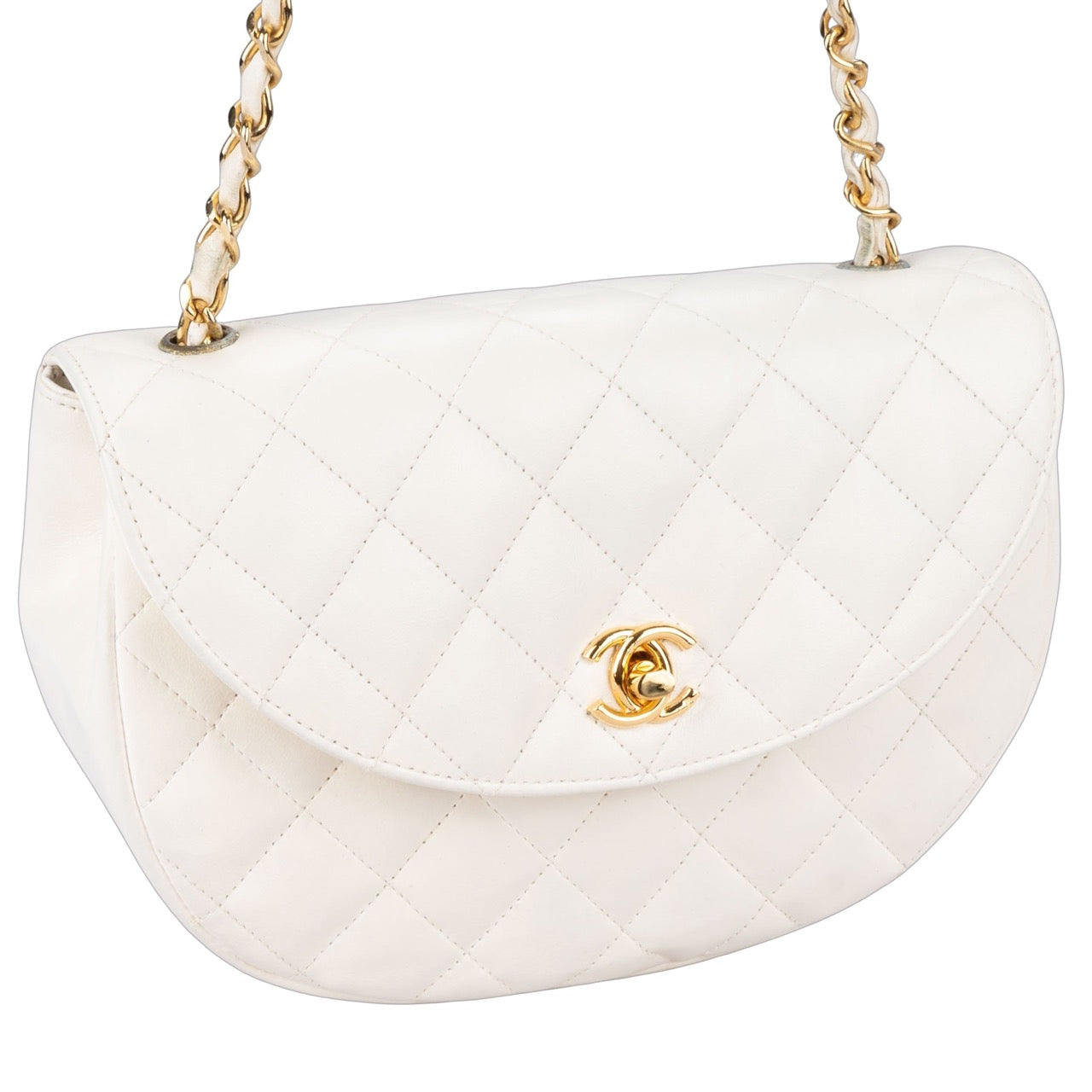 Chanel Quilted Lambskin 24K Gold Single Flap Crossbody Bag